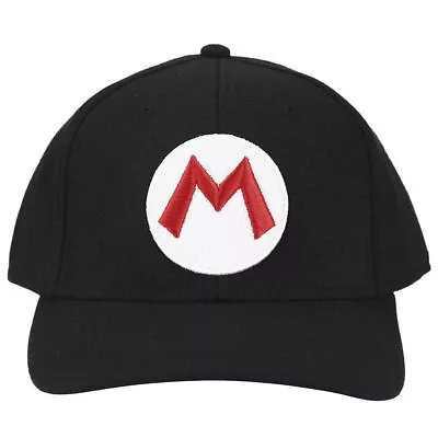 Nintendo Super Mario Brothers Mario Embroidered M Symbol Black Snapback Cap Hat • $21.99