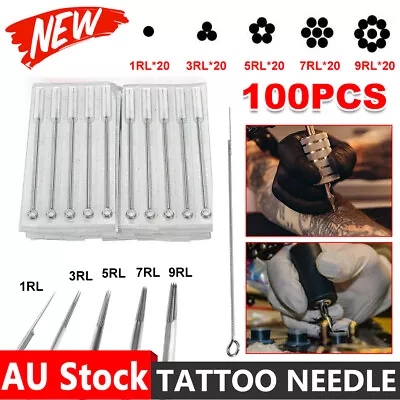 100pcs Tattoo Needle Mixed 1RL 3RL 5RL 7RL 9RL Tattoo Supply Kit Stainless Steel • $17.85