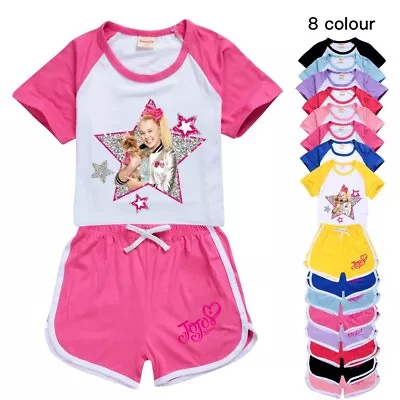 JoJo Siwa Kids Girls Casual Sports T-Shirt Tee Shorts Tracksuit YouTube 2Pcs Set • $24.19