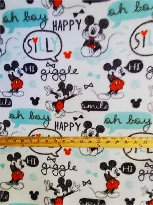 Fleece MICKEY MOUSE Printed Fabric -  HAPPY SILLY GIGGLES  / 58  Wide / SBY • $19.90