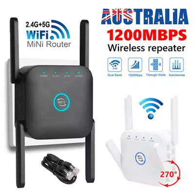 1200Mbps Dual Band Wireless WiFi Extender Repeater Router Range WiFi Booster OZ • $33.45