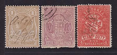 AUSTRALIA VICTORIA 1884-87 Queen Victoria Fiscale Revenue Issue Sg. 254a-260c • $12.87