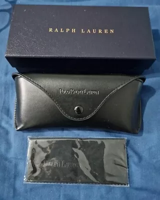 Genuine NEW Polo Ralph Lauren Black Glasses/Sunglasses Case/Cloth + Box.   • £10