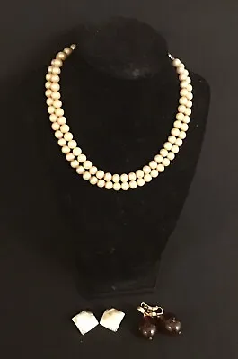 TRIFARI 3 Item Lot FAUX PEARL CHOKER CLIP EARRINGS Vintage Costume Jewelry • $36