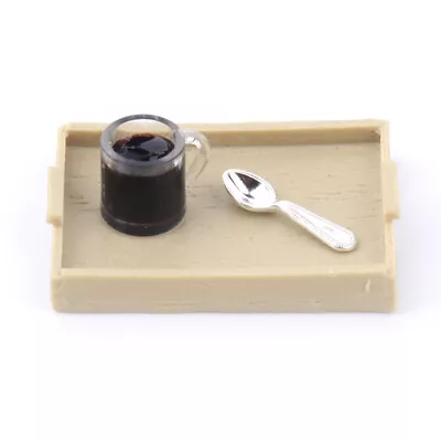 1Set 1:12 Dollhouse Miniature Coffee Machine Coffee Cup Spoon Tray Scene Decor • $7.56