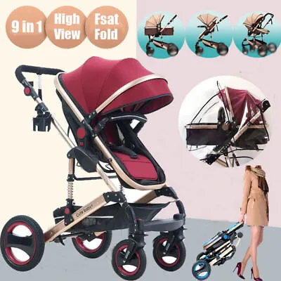 $171.99 • Buy 9 IN1✅Reversible Baby Pram Stroller Bassinet  Shock Absorbers Jogger Push Chair✅