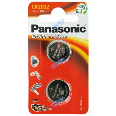 2x PANASONIC CR2032 3V Lithium Battery EXP 2033 Coin Cell DL2032 For Car Key Fob • £3.25