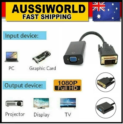 $9.99 • Buy New DVI-D To VGA Converter Male To Female HD Cable For PC Computer Projector TV