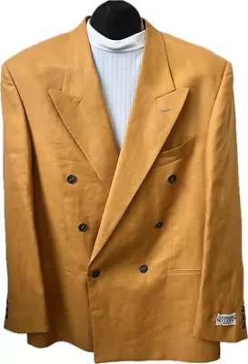 Men's Sport Jacket 100% Linen Size.40R Made In Italy Art.0105 Col.Tangerine • $59