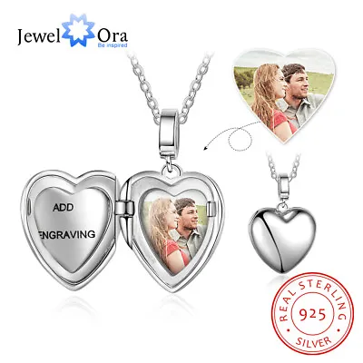 S925 Silver Women Heart Open Locket Necklace Pendant Custom Gift Mom Daughter • £29.86