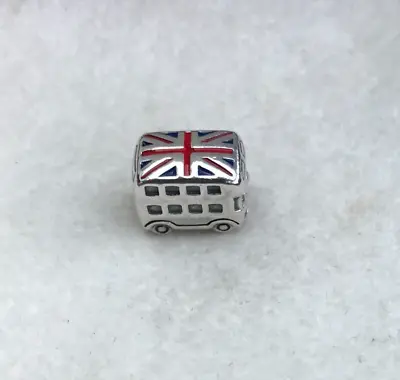 Genuine Pandora Silver Charm London Bus With Enamel Flag S925 ALE JC1638 • £24.99