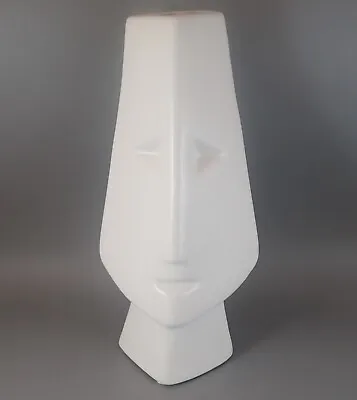 Mikasa Large Matte White Silhouette Male Face Ceramic Vase Modern 11 In 5288154 • $19.99