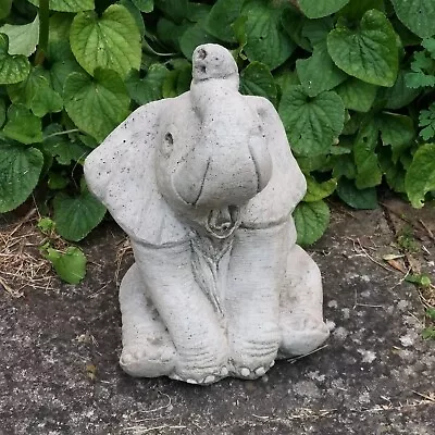 Garden Stone  Elephant Statue Trunk Up Garden Ornament Elephant • £32.99