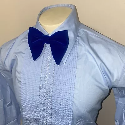 Vtg 70s Mens Tuxedo Shirt AFTER SIX Blue Ruffles TUX Dress Retro Prom 14.5 32 • $39.99