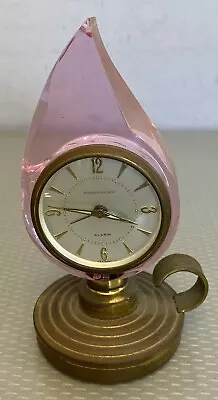 Phinney Walker Pink Lucite Flame Alarm Clock Germany Vintage Brass Candleholder • $24.95