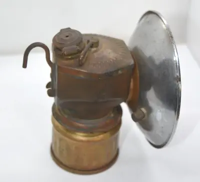 Vintage JUSTRITE USA Coal Miner Brass Small Carbide Headlamp Hat Lamp Good Cond • $69.95