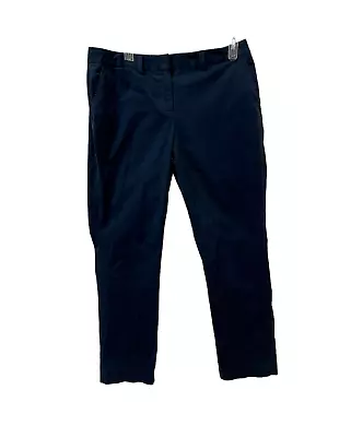 Lands' End Chino Pant Women's 10P Mid Rise Straight Lag Navy Side & Rear Pockets • $16.98