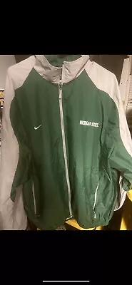 VINTAGE Michigan State Spartans Jacket Mens XXL Green Nike Windbreaker Swoosh • $27