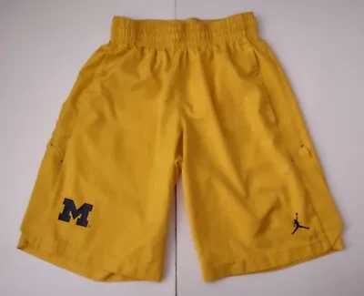 S Men Air Jordan Dri-Fit Michigan Wolverines NCAA Basketball Shorts Yellow VG • $30