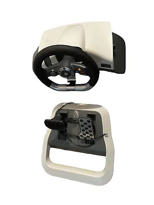 Microsoft Xbox 360 Wireless Racing Steering Wheel W/ Foot Pedals No Power Cord • $40.99