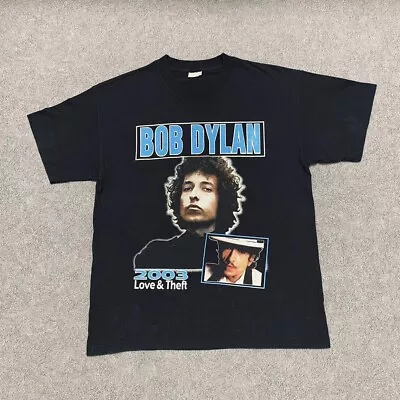 Vintage Bob Dylan Shirt Large Black 2003 Tour Tee Rock Band T Shirts Neil Young • $29.99