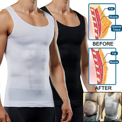 Mens Gynecomastia Compression Vest Shirt Shaper Slimming Tummy Control Tank Top • £3.99