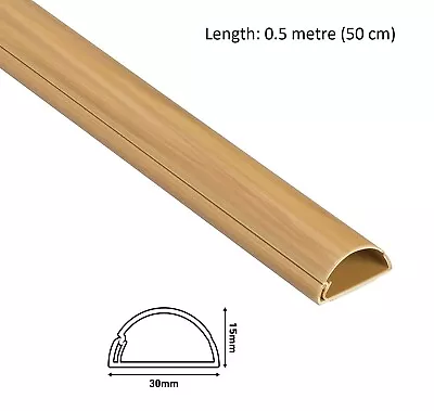 50 Cm Long D-Line 30 X 15 Mm Trunking Oak (Wood) Cable Management Hide Cover • £7.25