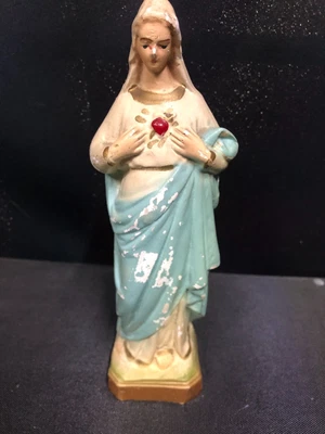 $30 • Buy Vintage Chalkware Virgin Mary Our Lady Of Grace Catholic Religious Statue