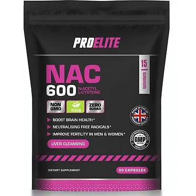 NAC N Acetyl L Cysteine 600mg 30 Capsules Amino Acid Supplement Vegan UK Made • £6.99