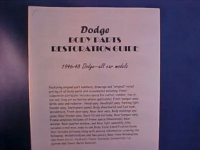 194619471948 DODGE Parts/Frame/Resto Guide--very Old Vintage Mopar Shop Info • $22.99