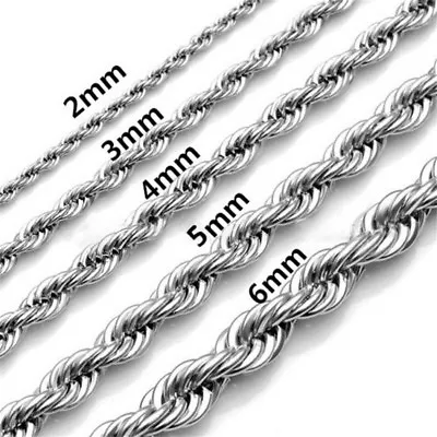 Stainless Steel 18  To 26   Long Mens Chain Womens Rope Necklace 2-6mm Wide New • £2.87