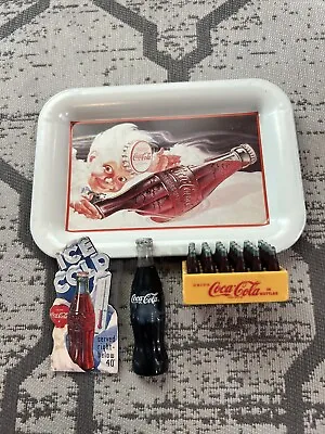 Vintage 1991-1995 Coca Cola Coke Refrigerator Magnets Lot Of 3 And Tray 1991 • $6
