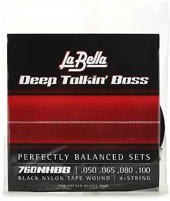 La Bella 760NHBB Deep Talkin' Beatle Bass Black Nylon Tapewound Bass Guitar • $49.99