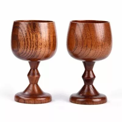 2pcs Mini Handmade Wooden Mug Goblet Chalice Cup Coffee Tea Milk Beer Cup Gift  • $19.79