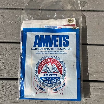 Vintage NEW AMERICAN VETERANS AMVETS WWII KOREA VIETNAM 3X5 FLAG Sealed • $9.99