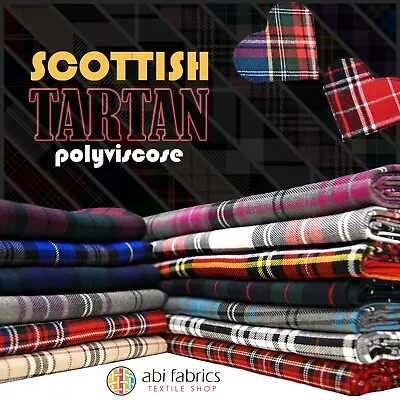 £0.99 • Buy Scottish Tartan Fabric Plaid/Check Polyviscose Woven 59  Wide Crafts Upholstery