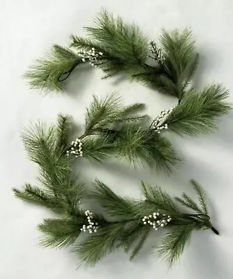 Hearth & Hand Magnolia 72  Artificial Pine Garland White Berries 6 Ft + 2 Sprigs • $40