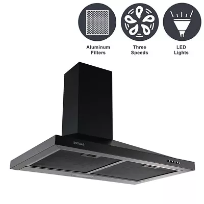 30 In Wall Mount Range Hood 450CFM Kitchen Stove Vent Button Control Black • $139.99