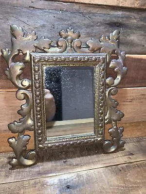 $8.75 • Buy Vintage Brass Rococo Baroque Frame W/ Mirror Easel Vintage 10.5x9.75, Fits 4 X6 