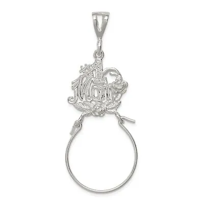 Sterling Silver #1 Mom Charm Holder Love Family Jewelry 54mm X 23mm • £24.17