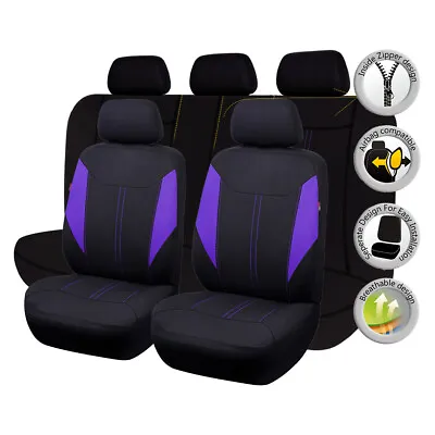 $39.99 • Buy Sport Car Seat Covers Set Universal Protector Split 40/60 50/50 SUV Purple Black