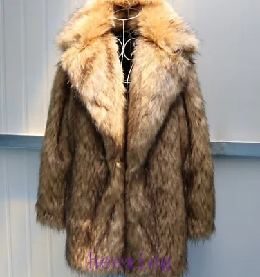 Real Racoon Fur Winter Warm Thicken Coats Overcoats Men Mid-Long Lapel Jacket • $119.76