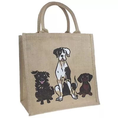 JUTE SHOPPING BAG Hessian Medium Canvas Carrier FAIRTRADE Fun Green Eco Animals  • £8.99