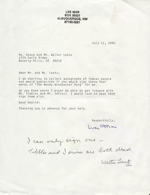 Walter Lantz - Autograph Note Signed • $220