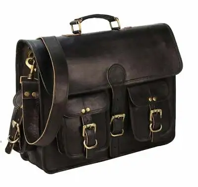 Vintage Leather Laptop Messenger Handmade Briefcase Bags Satchel Office Bag New • $104.02