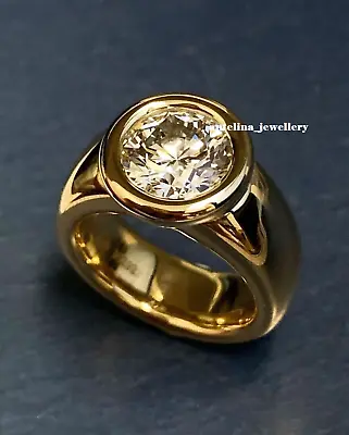 Vintage Men' 3CT Lab Created Round Cut Diamond Pinky Ring 14K Yellow Gold Plated • $129.99