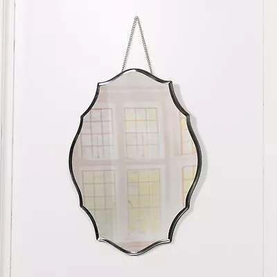 Venetian Bevelled Mid Century Frameless 50cm Hanging Wall Mirror Metal Chain • £30
