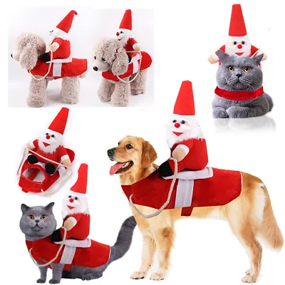 £10.75 • Buy New Pet Dog Cat Puppy Costume Christmas Xmas Santa Claus Riding Apparel Outfits