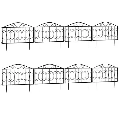 Outsunny Decorative Garden Fencing 8PCs Metal Border Edging • £66.99