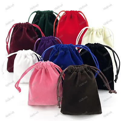 10 X Premium Quality Velvet Jewellery Gift Pouch Wedding Favour Drawstring Bags • £3.99